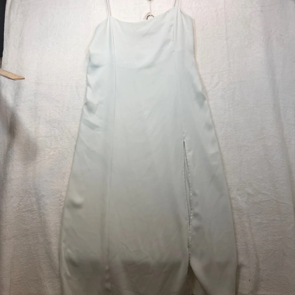 Aritzia Babaton Slip Dress Womens Size Large Light Green Slit Dressy Coquette - Picture 2 of 9